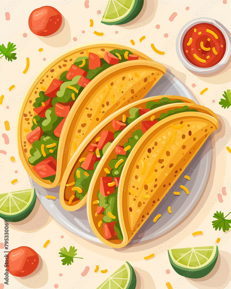Mexican Food scene in flat graphics Mexican Food scene in flat graphics