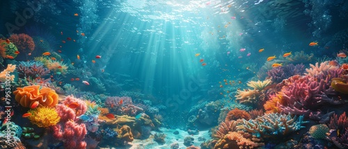 Wallpaper Mural Underwater coral reef with many tropical fish Torontodigital.ca