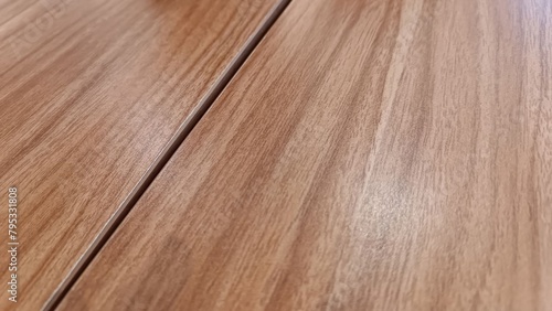 Portrait of the wooden table surface detail in a caf  