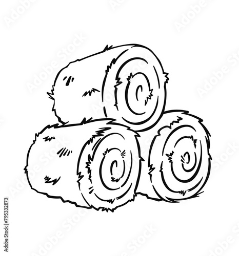 Baled hay bales outline symbol. vector