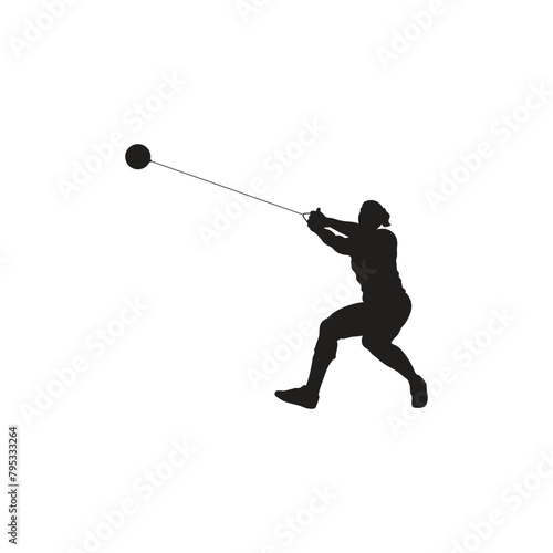 set black silhouette athlete on white background, summer olympic sports, vector illustration