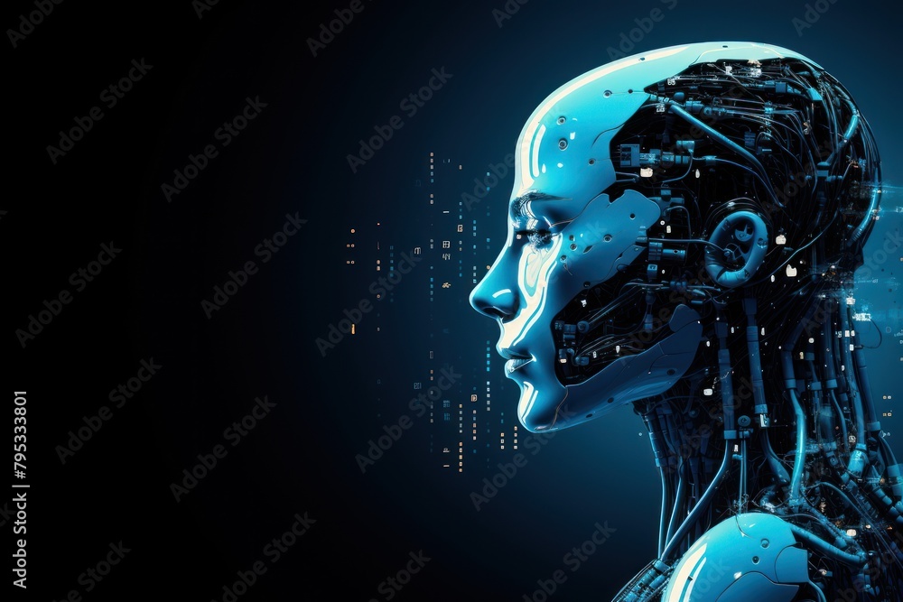 Artificial intelligence adult robot blue Artificial intelligence adult robot blue