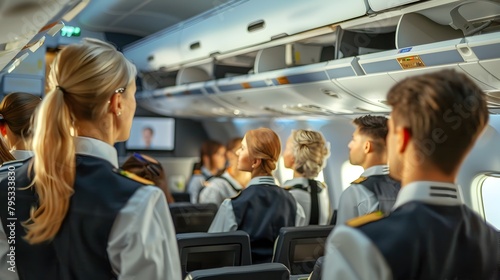 Airline Crew Training Session: Safety and Customer Service Excellence in Simulated Cabin Environment photo