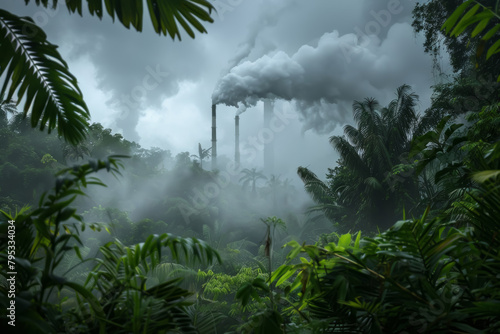 A forest with smoke coming out of the trees