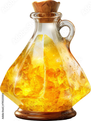 yellow crystal fantasy potion bottle isolated on white or transparent background,transparency