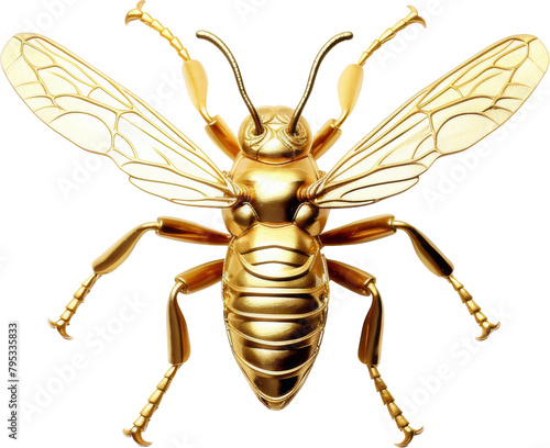 wasp made of gold,golden wasp isolated on white or transparent background,transparency