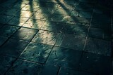 dramatic long shadows on textured pavement atmospheric urban scene abstract photo