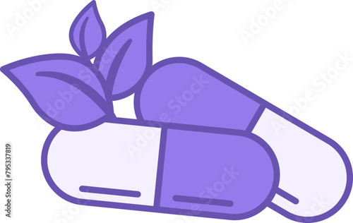 Colored Herbal Medicine Icon. Vector Icon of Medicines Made from Herbs. Natural Organic Supplements, Dietary Supplements. Wellness Concept