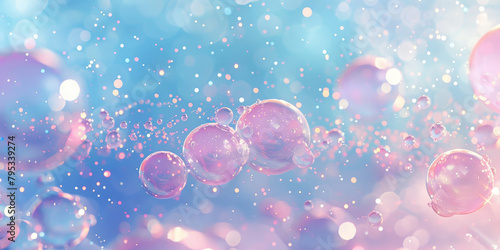 a collection of water bubbles in a purple air background, bubbles floating on the surface of the water.purple water bubles close up 