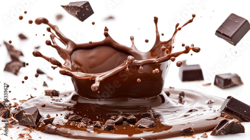 stock photo of chocolate splash isolated on white background Food Photography AI