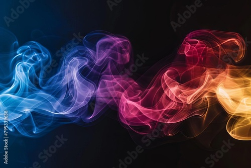 ethereal abstract smoke swirls isolated on black background colorful cloud