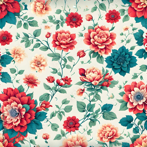 Seamless pattern with watercolor flowers. Hand-drawn illustration.