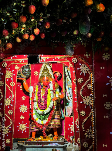 lord hanuman hold mountain on hand. hindu religion image