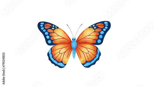 This stunning digital art captures an orange butterfly with blue spots, symbolizing transformation and beauty