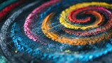 Spirals of colored chalk on a blackboard in a classroom