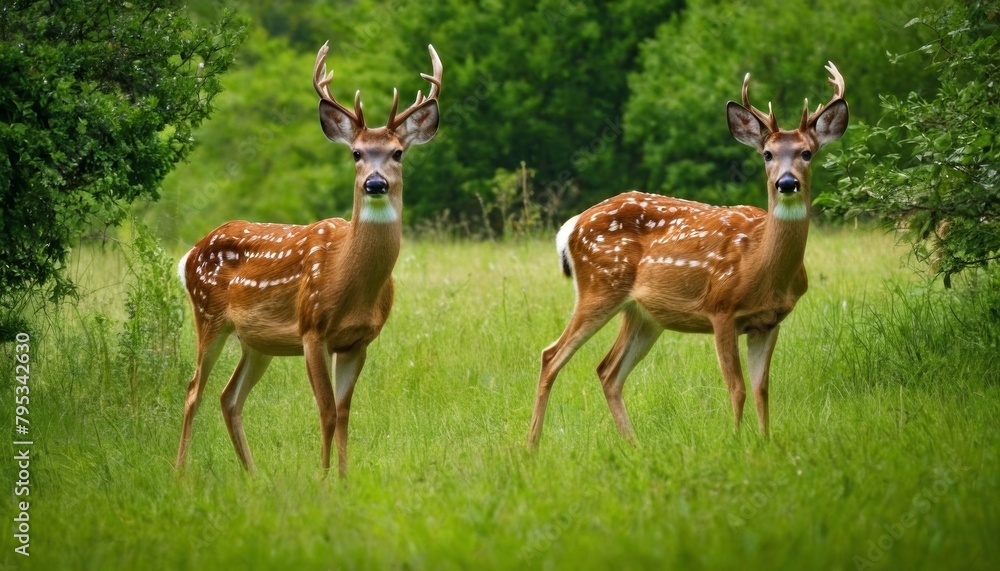 Deer in the green forest of nature Deer in the green forest of nature