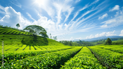 landscape with green field and sky