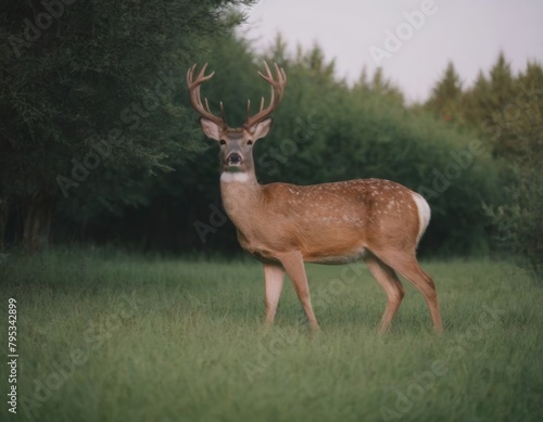 Deer in the green forest of nature