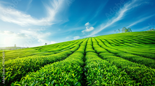 landscape with green field and sky