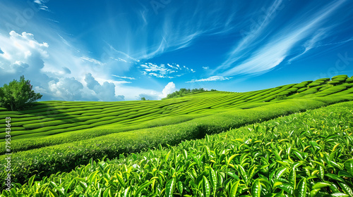 landscape with green field and sky