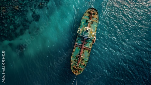 Maritime Fuel Logistics: Tanker Ship Refueling at Sea with Marine Gas Oil photo