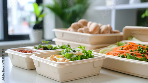Healthy food in Eco-Friendly Disposable Extra Strong Microwavable Bamboo Fibre Food Containers
