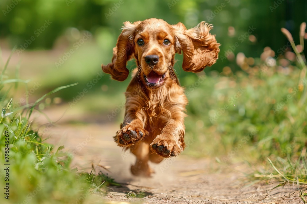 Energetic English Cocker Spaniel with silky coat and playful demeanor, perfect for sporty and active designs Energetic English Cocker Spaniel with silky coat and playful demeanor, perfect for sporty and active designs