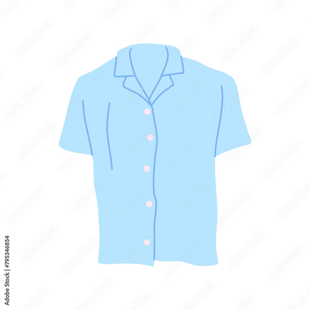 Cartoon Clothes Male Light Blue Tshirt Concept Flat Design Style Isolated on a White Background. Vector illustration Cartoon Clothes Male Light Blue Tshirt Concept Flat Design Style Isolated on a White Background. Vector illustration