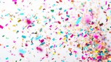 Festive confetti explosions bringing joy and festivity to a pure white backdrop