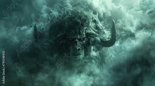 Ghostly Minotaur of Mythical Greek Lore A Haunting Presence in the Labyrinth photo