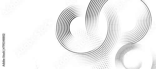 Abstract white background with black circle rings. Digital future technology concept. vector illustration. 