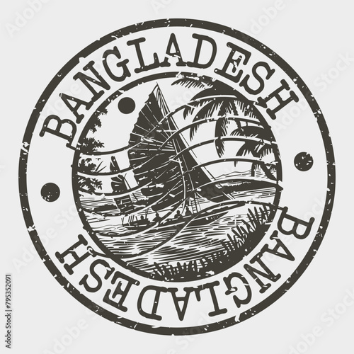 Bangladesh, Stamp Postal. Silhouette Seal. Passport Round Design. Vector Icon. Design Retro Travel. National Symbol.	
 photo