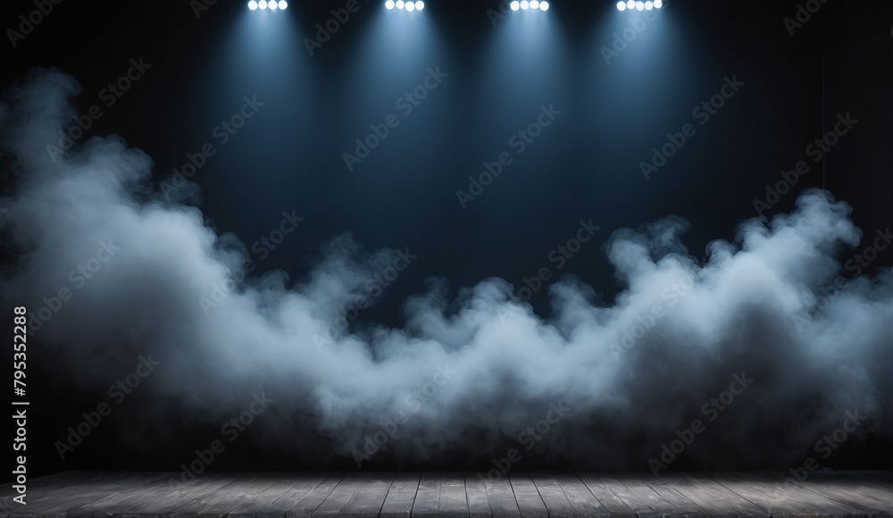 stage with smoke and volumetric light