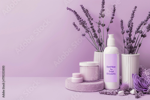 A soothing lavender background with "Don't Miss Out Shop Now for Great Discounts" in bold.