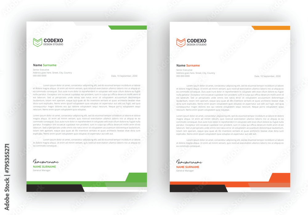 Letterhead design template. Creative, clean and elegant modern business professional letterhead template design.