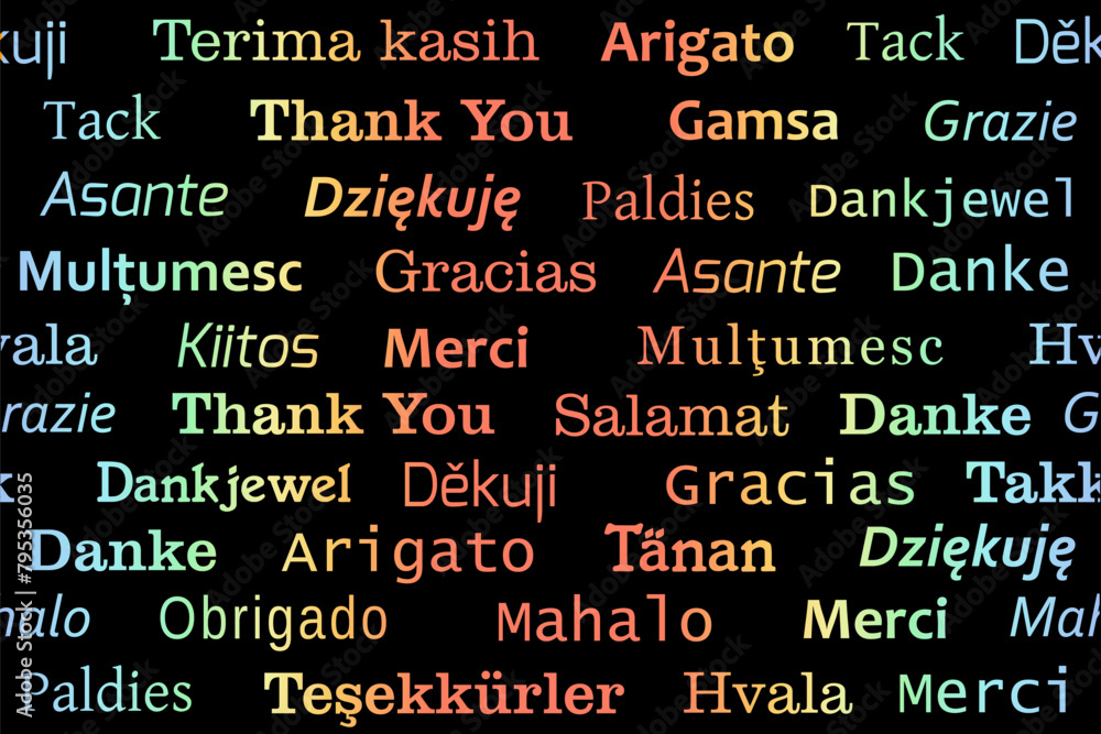 Thank you languages seamless vector design