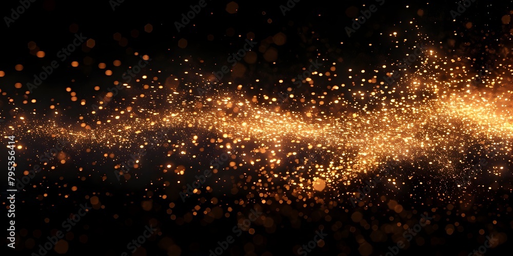 Chaotic beauty of golden fireworks highlighting and festivity with copy space