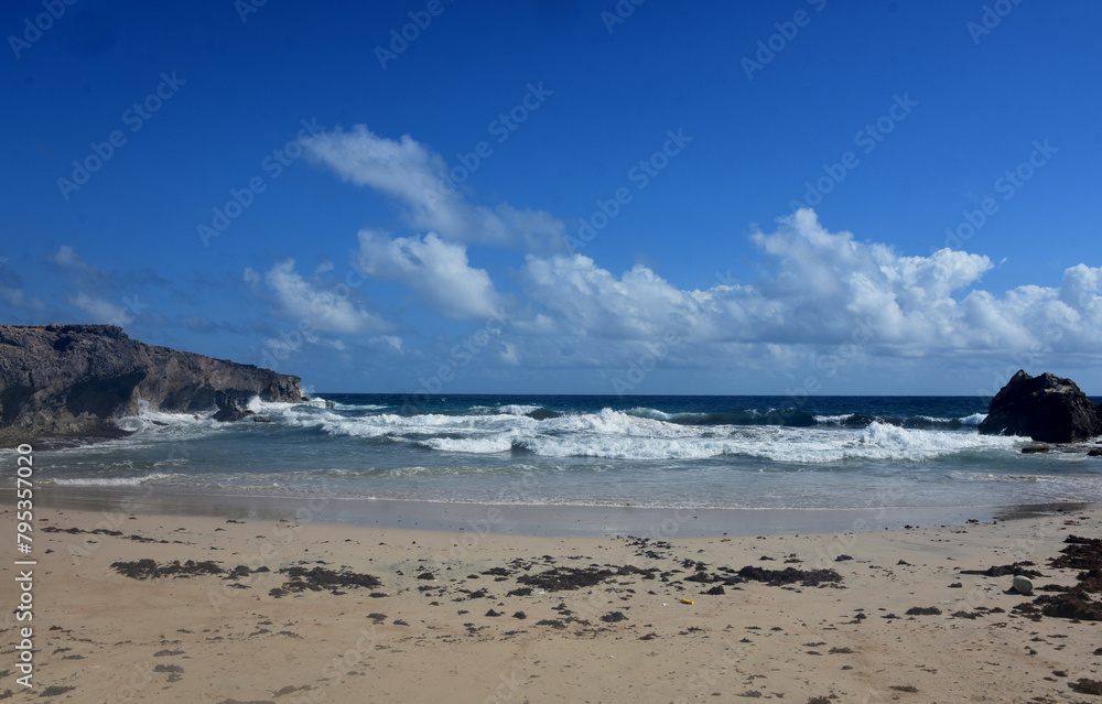 Waves Rolling Ashore at Andicuri Beach in Aruba