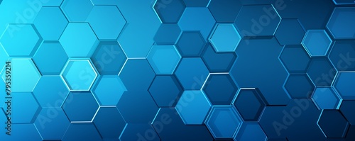 Blue hexagons pattern on blue background. Genetic research, molecular structure