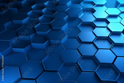Blue hexagons pattern on blue background. Genetic research  molecular structure