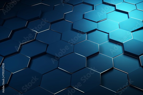 Blue hexagons pattern on blue background. Genetic research  molecular structure