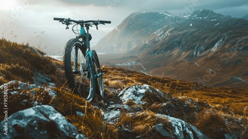 ultra realistics Mountain bike inspirational motivational outdoor nature adventure fit sport cardio vibe.