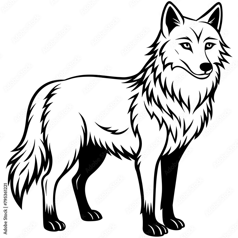 Fototapeta premium Wolf side head vector illustration. 