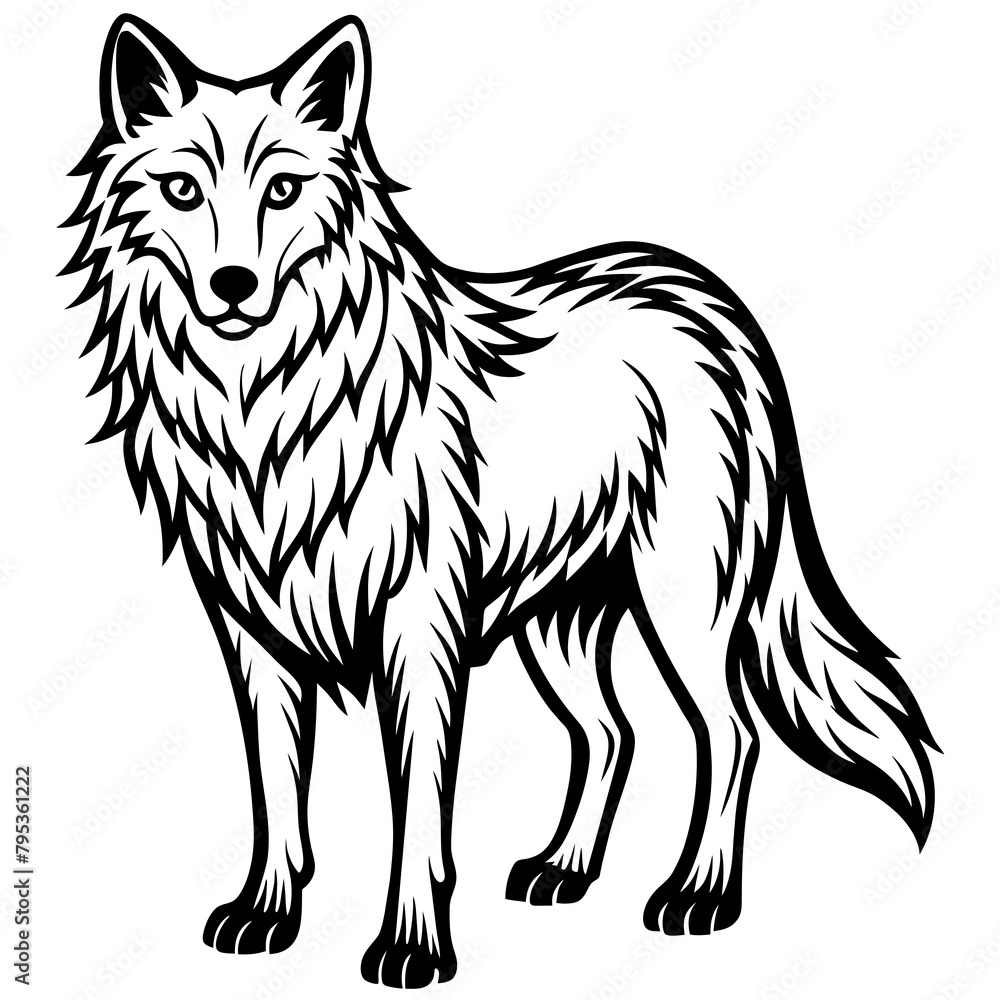 Naklejka premium Wolf side head vector illustration. 