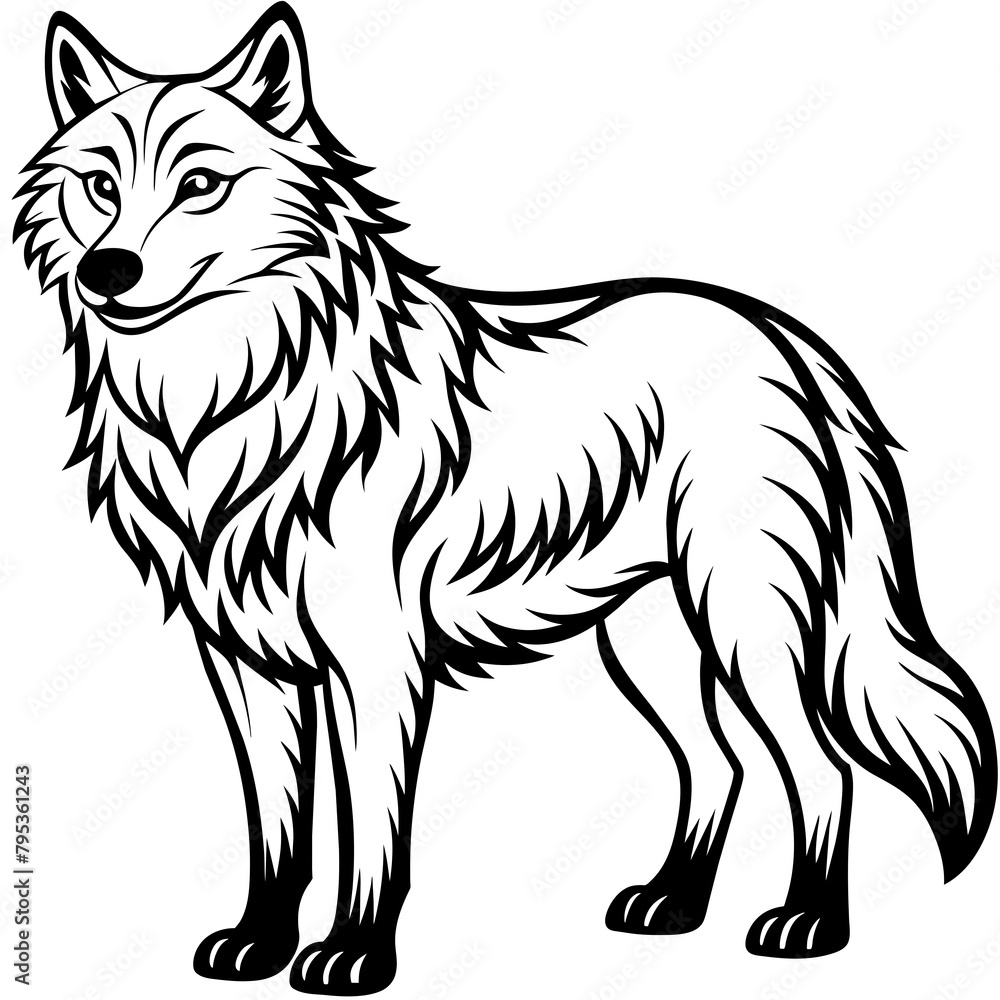 Obraz premium Wolf side head vector illustration. 