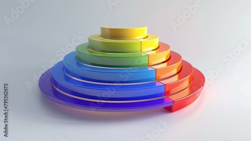 Multi-colored round 3D ladder of success with steps