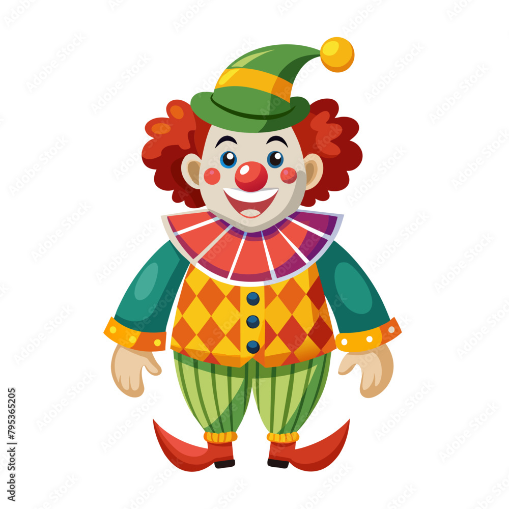 Funny happy clown cartoon style on white background Funny happy clown cartoon style on white background