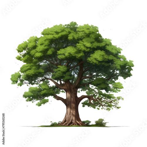 A large and lush tree isolated on a white background