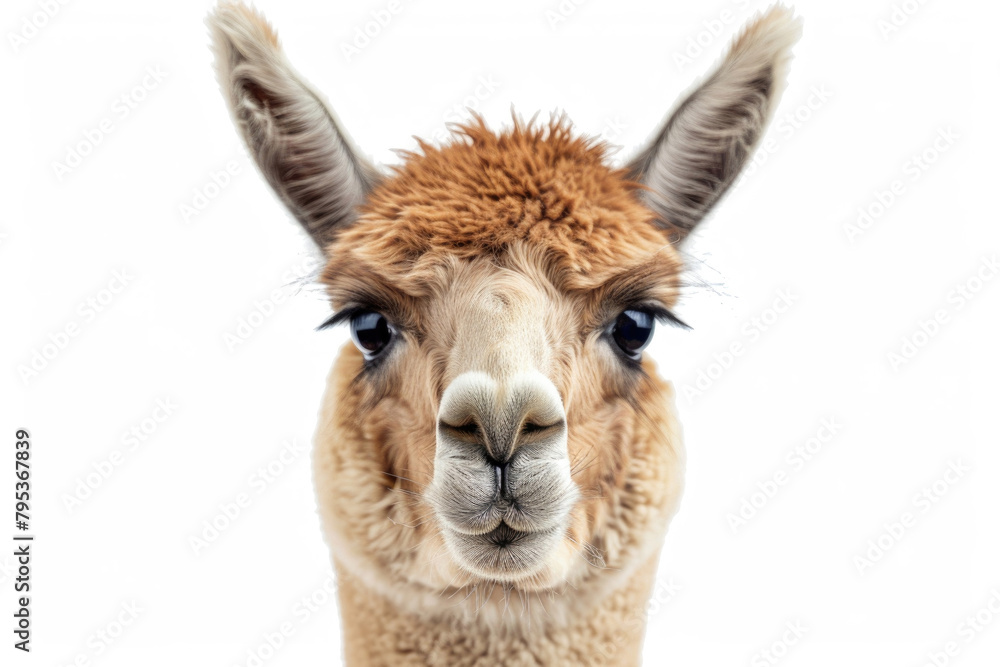An attentive alpaca with a curious gaze