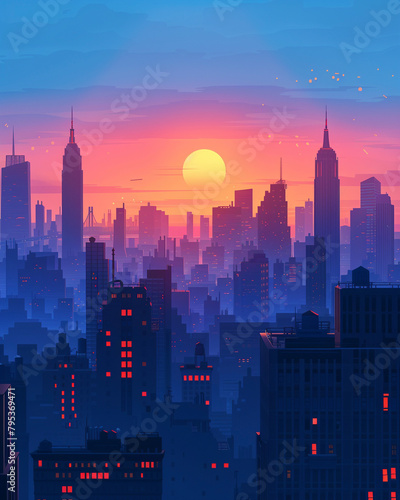 New York scene in flat graphics